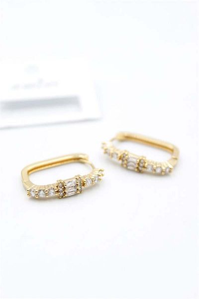 Rasanet Rectangular Jewelled Earrings - Gold