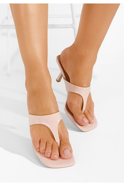 B T Shoes Pink Celadon heeled slippers