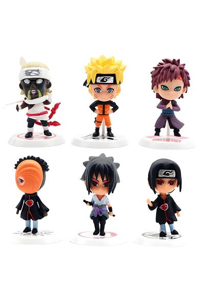 victiny Set of 6 Mini Anime Figurines, Naruto, PVC, 7-8cm, Multicolor