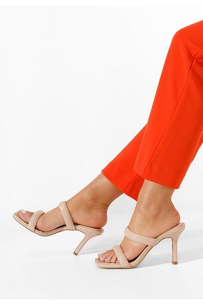 B T Shoes Zasha beige heeled slippers