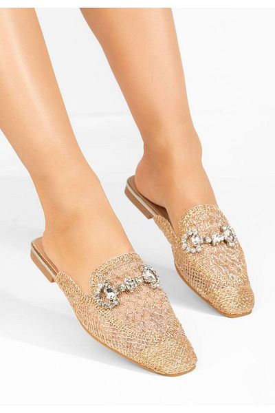 B T Shoes Jamila women's gold clogs