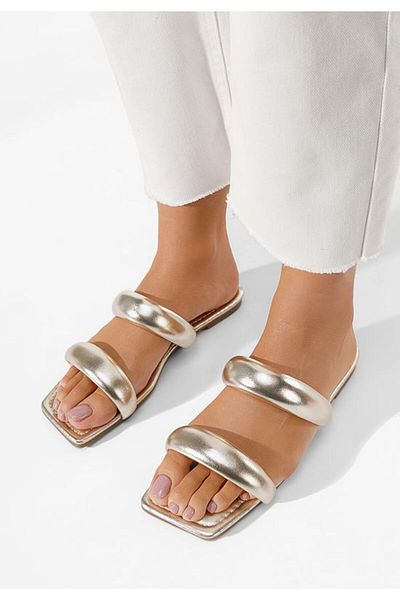 B T Shoes Papuci fara toc Aymani aurii
