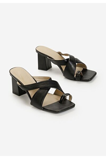 B T Shoes Samirra black heeled slippers