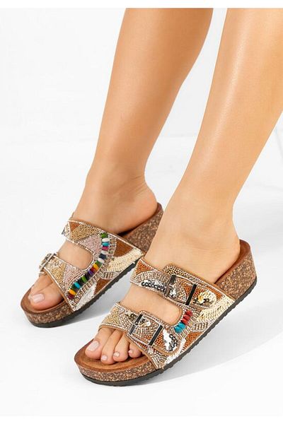 B T Shoes Rhiana multi-colored flat slippers