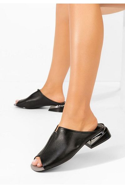 B T Shoes Fredrisa black heeled slippers
