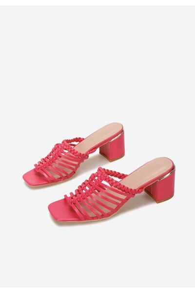 B T Shoes Sorlia fuchsia chunky heel slippers