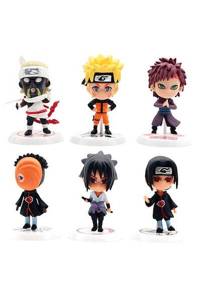 victiny Set of 6 Mini Anime Figurines, Naruto, PVC, 7-8cm, Multicolor