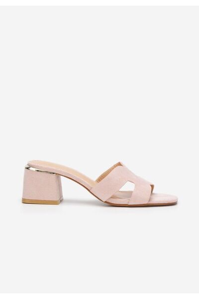 B T Shoes Velmia pink chunky heel slippers