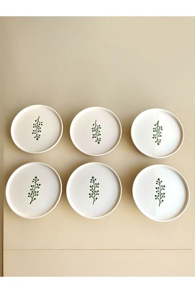 Nokta Breakfast Set 6 People Tokyo Series Leafy 6 Pieces Breakfast Plate