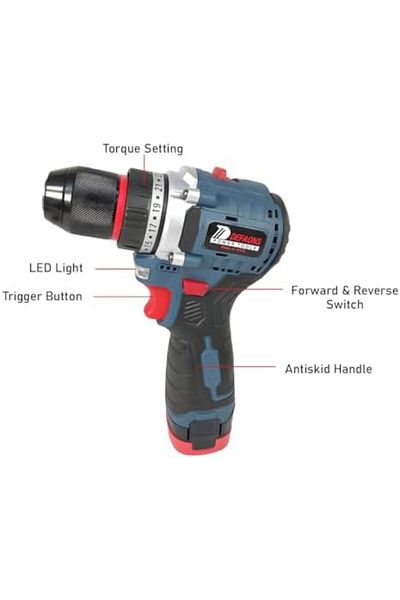 DEFAONS 16.8 V Cordless Drill Set, Electric Drill with 2 Batteries and Charger, Electric Screwdriver