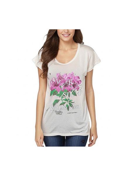 DHDmoda Women's Floral Sparkly Single Jersey Blouse