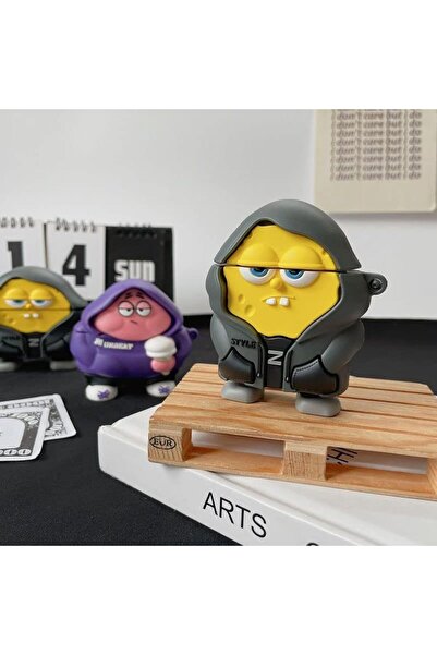 kılıfbenim Airpods 4.nesil Ile Uyumlu Kılıf Karikatür Sünger Bob Figürlü Tasarım Sevimli Figürlü Silikon Kılıf