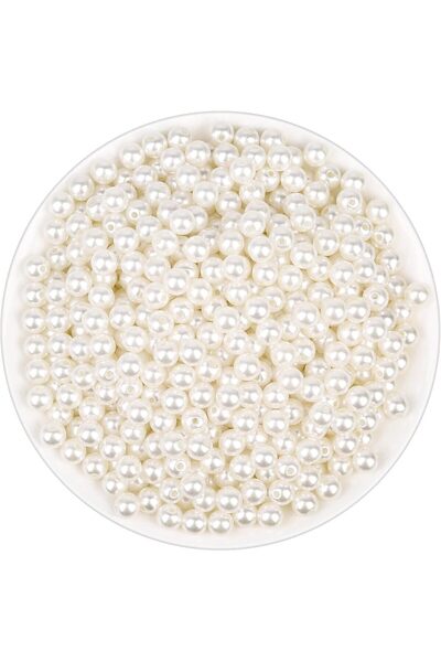 CSG BAZAAR 8 mm 50 gram inci boncuk - Krem - Çanta ve takı yapımı için