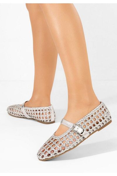 B T Shoes Women's Ramela silver ballerinas