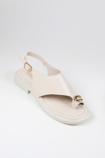 NiceDiffer Women's Black Gold Buckle Detailed Daily Sandals