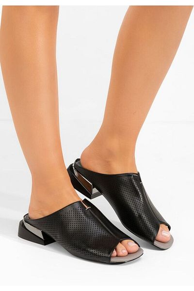 B T Shoes Fredrisa black heeled slippers