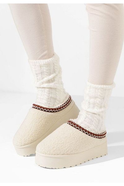 B T Shoes Delsie beige platform slippers