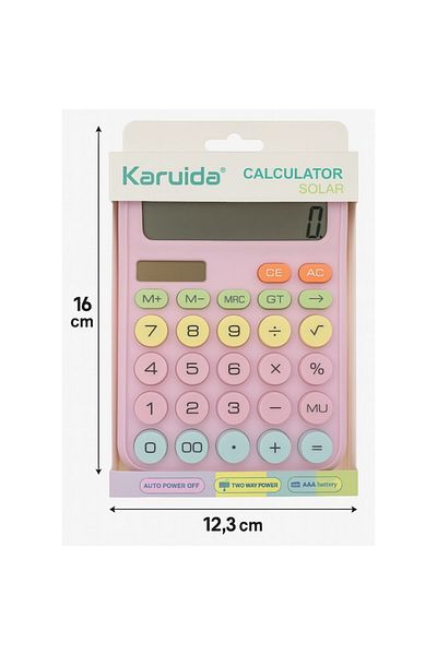 OEM Calculator de birou Karuida mov, solar, 16 x 12.3 cm, taste mari colorate, alimentare duala