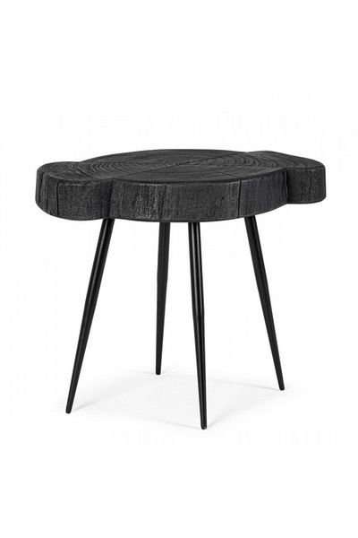 Bizzotto Coffee Table with Iron Legs and Black Wood Top Zakia 45 cm x 35 cm x 40 cm h