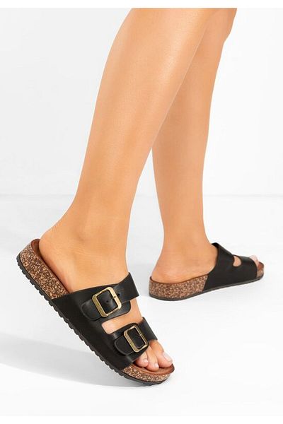 B T Shoes Black Janeti thick-soled slippers