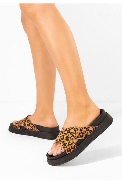 B T Shoes Cristela leopard flat slippers