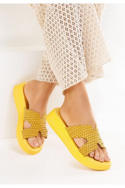 B T Shoes Demetra women's leather slippers Yellow