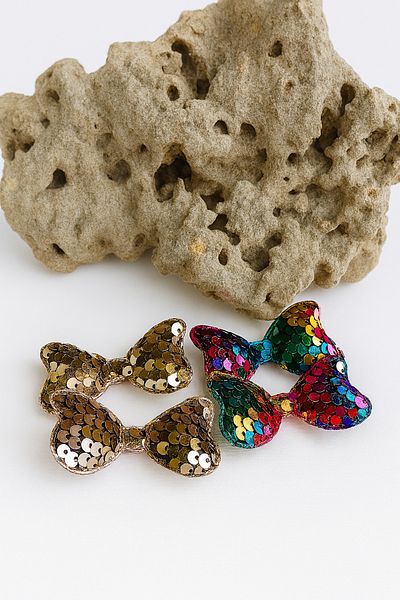 asya bijuteri Sequin Colorful Bow Buckle Set of 2 – Girl's Hair Clip 6X4 cm