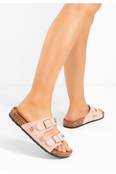 B T Shoes Pink Moonie chunky-soled slippers