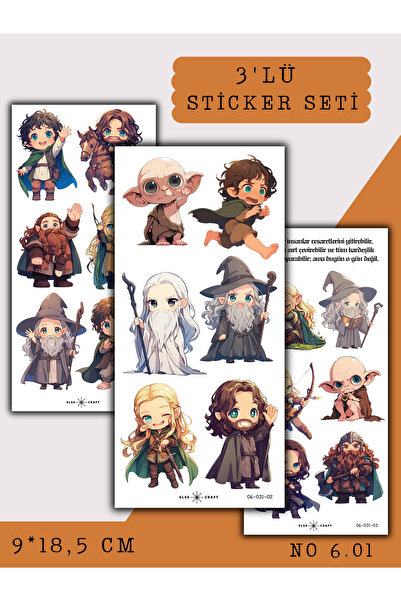 Else Craft 3'lü Yüzüklerin Efendisi Temalı Sticker 6.31 - Ajanda Planlayıcı B...