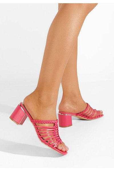 B T Shoes Sorlia fuchsia chunky heel slippers