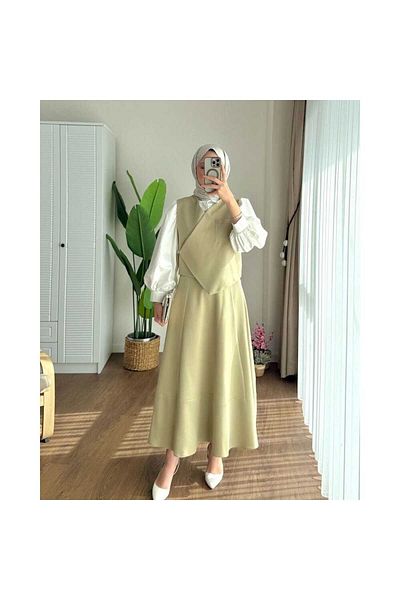 Fi-MA Asymmetrical Pocket Skirt Vest Suit