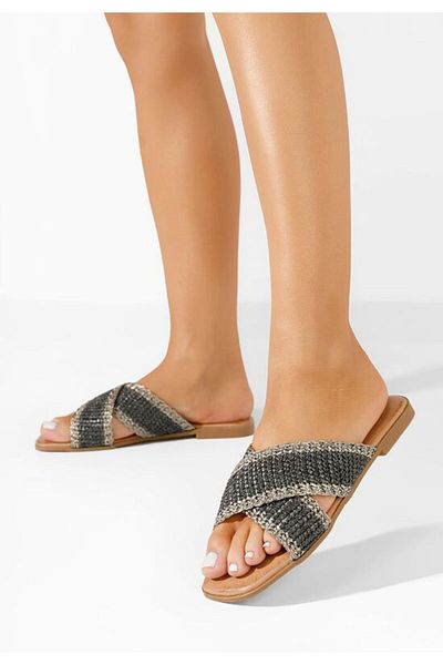 B T Shoes Jamira black flat slippers