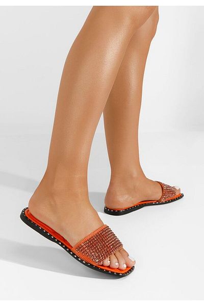 B T Shoes Jenifrea orange flat slippers