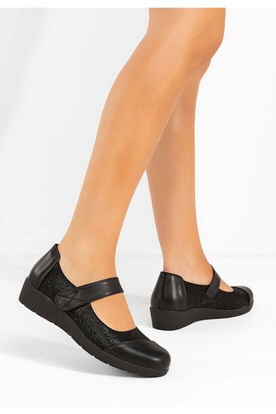 B T Shoes Laverna black perforated ballet flats