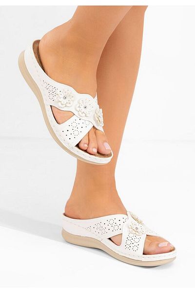 B T Shoes Clarysa white orthopedic slippers