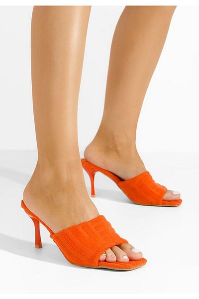 B T Shoes Mirora V2 orange heeled slippers
