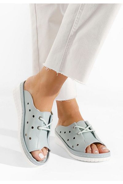 B T Shoes Women's leather slippers Patricia blue