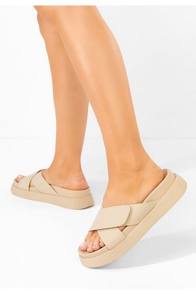 B T Shoes Cristela beige flat slippers