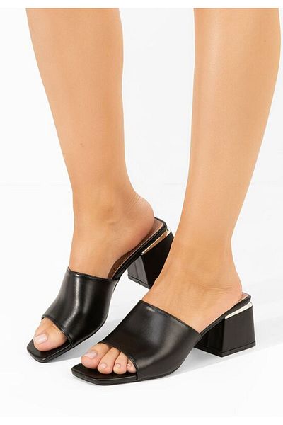 B T Shoes Black Janna chunky heel slippers