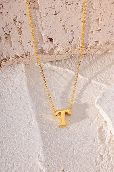 Lucente Jewellery Özel Hediye Kutulu 925 Ayar Altın Gümüş Kaplama T Harf Dökü...