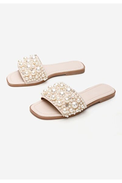 B T Shoes Lidya beige flat slippers