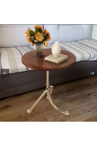 Alwan antiques and frames Gold base service table, height 60 cm, table top width 40 cm
