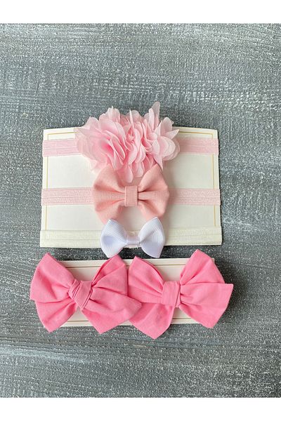 pempem bandana Baby Girl Laser Flower Bow Tie Bandana Mini Bow Bandan and Basic Clip Buckle Set