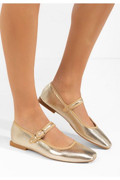 B T Shoes Katianna women's gold ballerinas