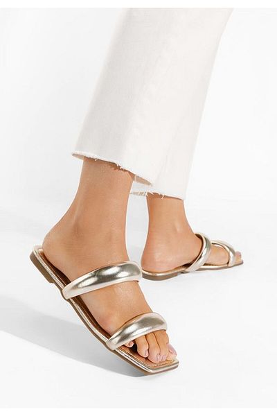 B T Shoes Papuci fara toc Aymani aurii