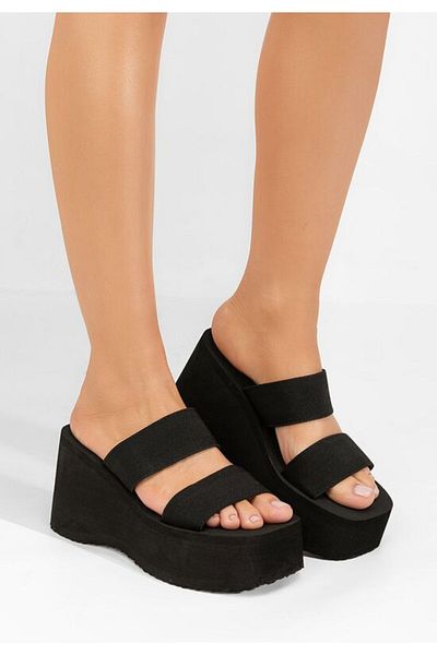B T Shoes Black Tangela platform slippers