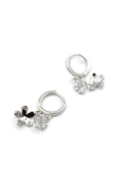 Rasanet Zircon Stone Flower Earrings - Silver
