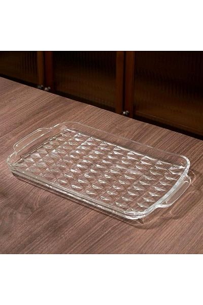 FAIR HOME Pyramid Model Glass Tray – Presentation – Fruit Bowl – 33×20 cm