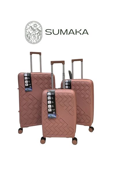 SUMAKA Luggage -Woven Pattern-Spinner Wheels,3pcs Hard Shell Suitcases (20/24/28) Travel, Telescopic Handle