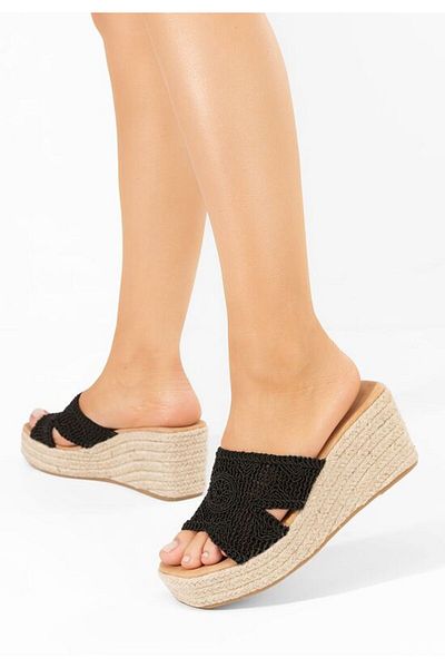 B T Shoes Carlena black platform slippers